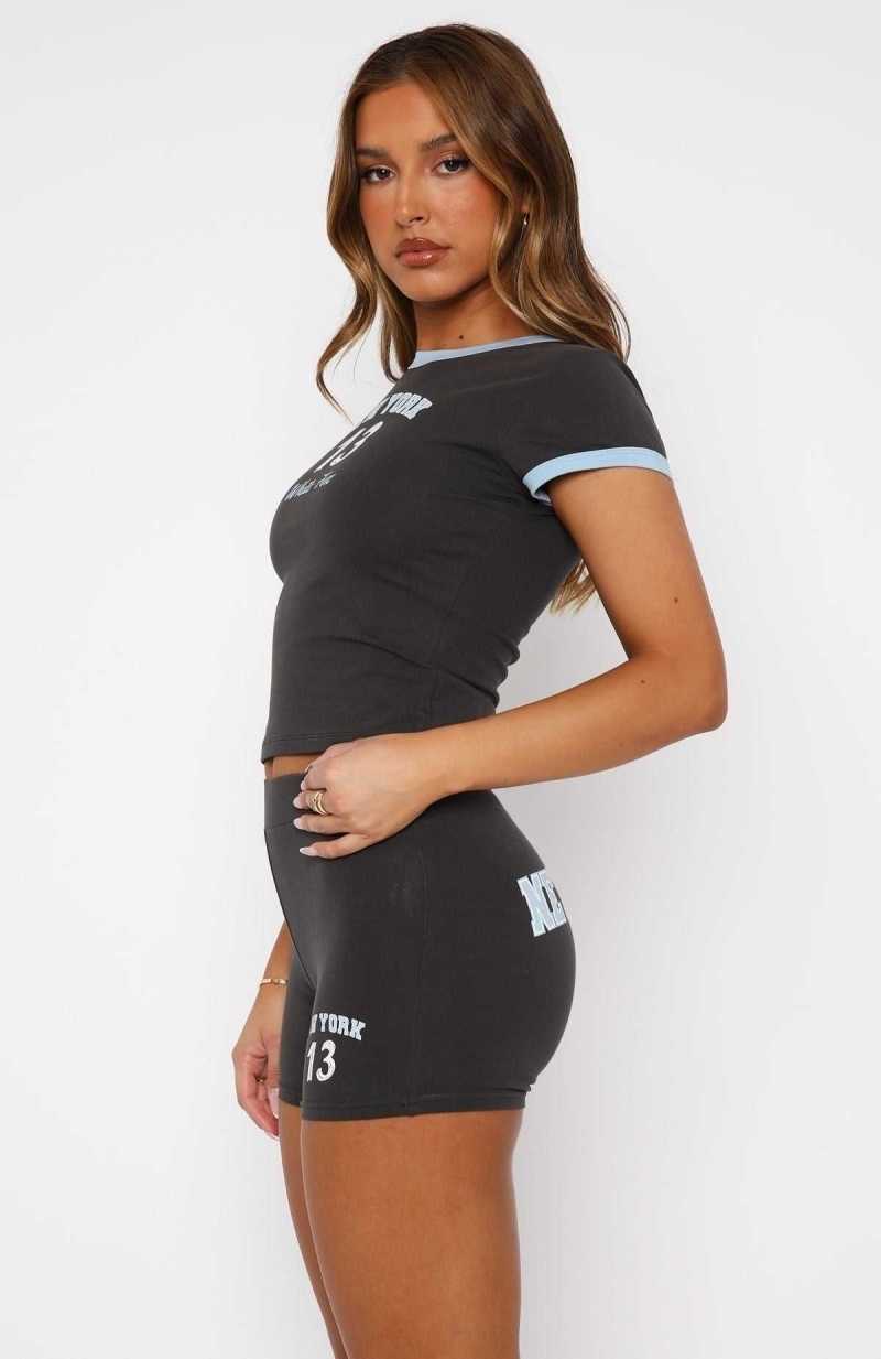 White Fox Team New York Booty Shorts Charcoal | GVDMPB-632
