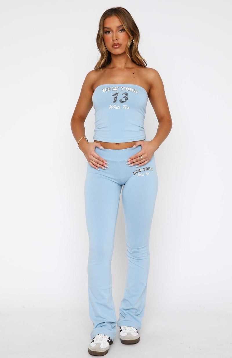 White Fox Team New York Flare Pants Dusty Blue | HZRKIS-631