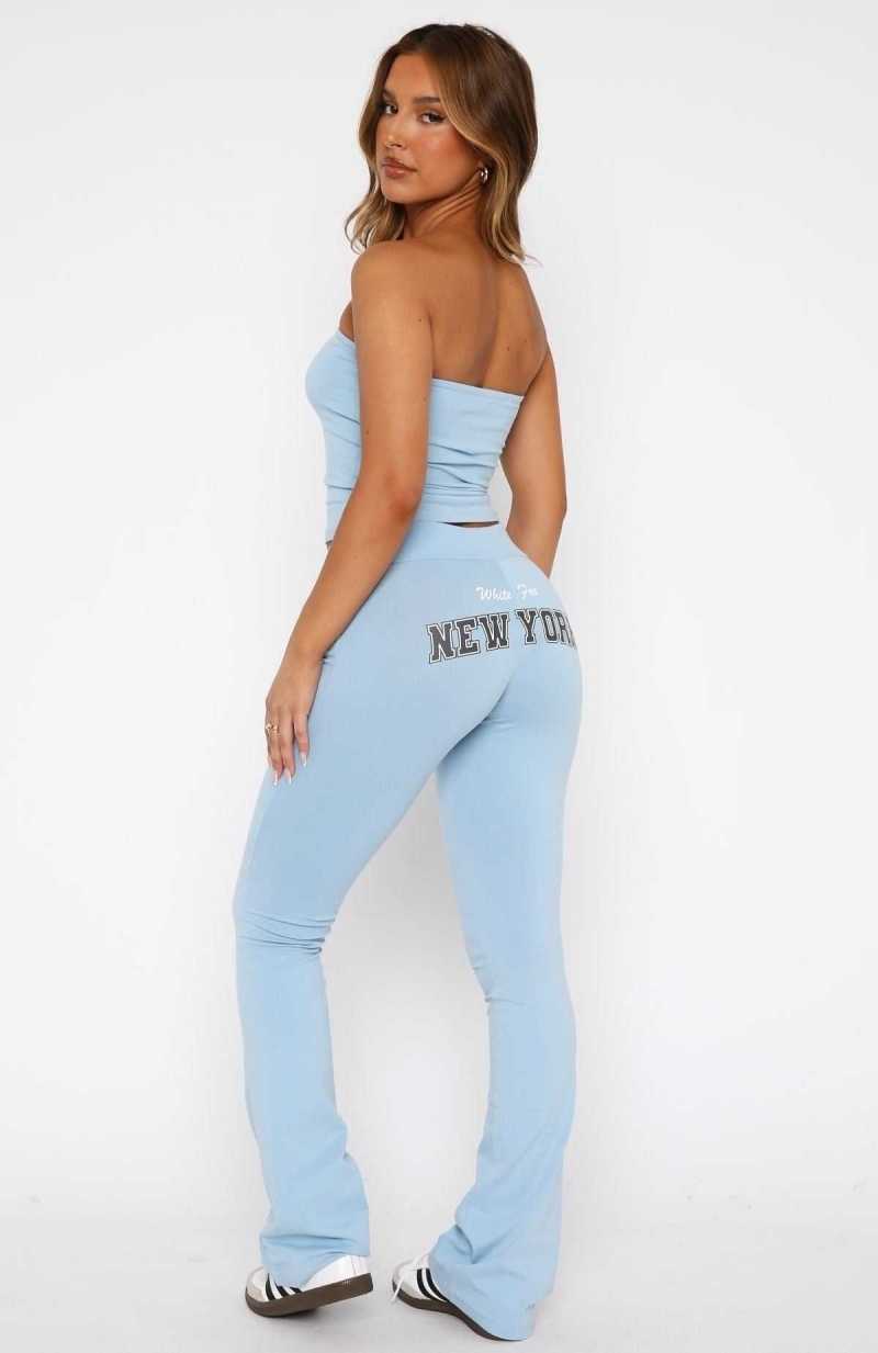 White Fox Team New York Flare Pants Dusty Blue | HZRKIS-631
