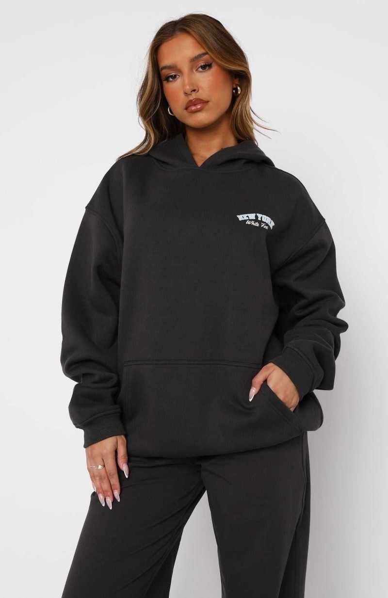 White Fox Team New York Oversized Hoodie Charcoal | GSLRXT-527