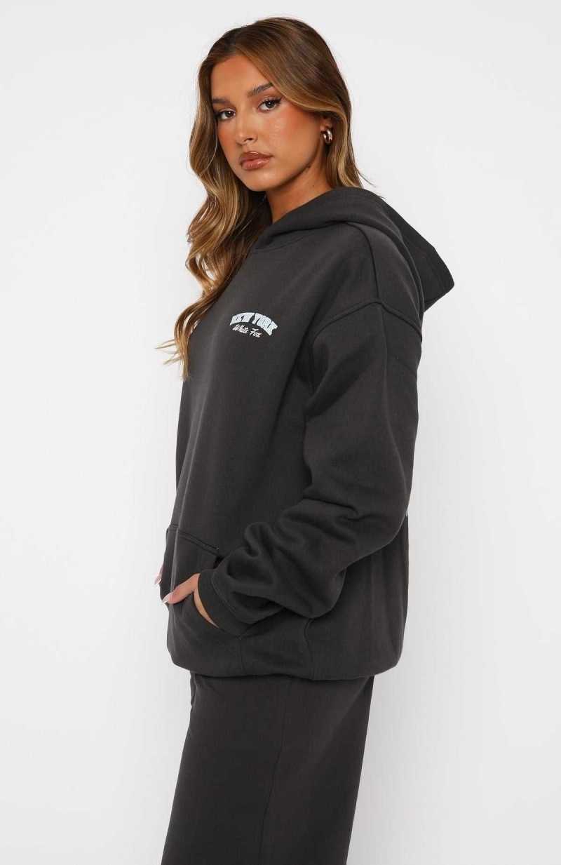 White Fox Team New York Oversized Hoodie Charcoal | GSLRXT-527