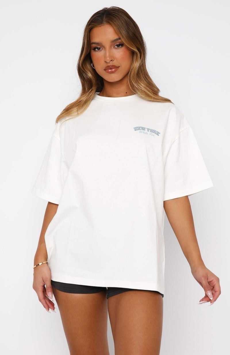 White Fox Team New York Oversized Tee White | EMHCXO-549
