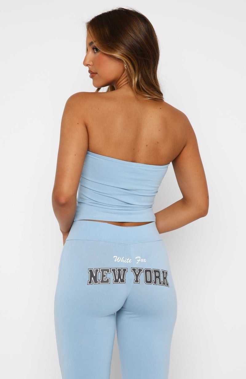 White Fox Team New York Strapless Top Dusty Blue | SUFZKE-870