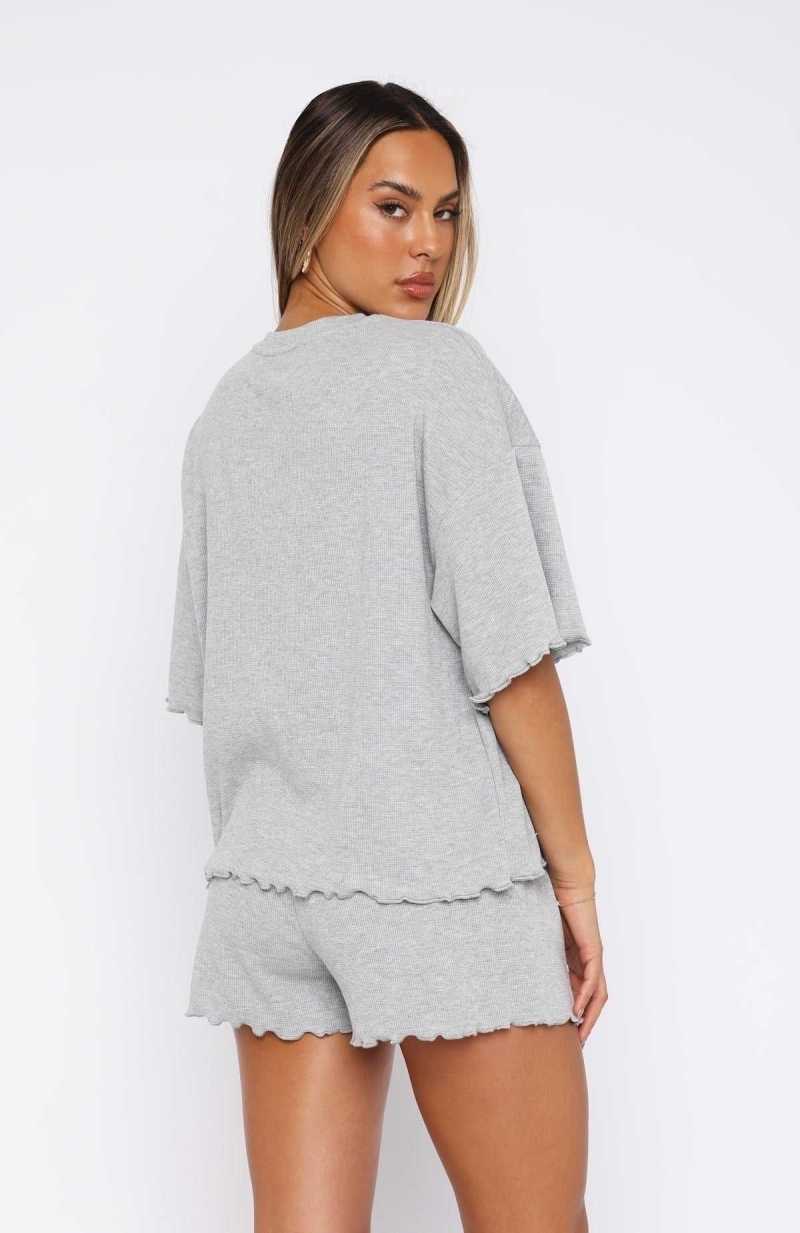 White Fox Tell You Everything Pyjama Top Grey Marle | WDESCT-678