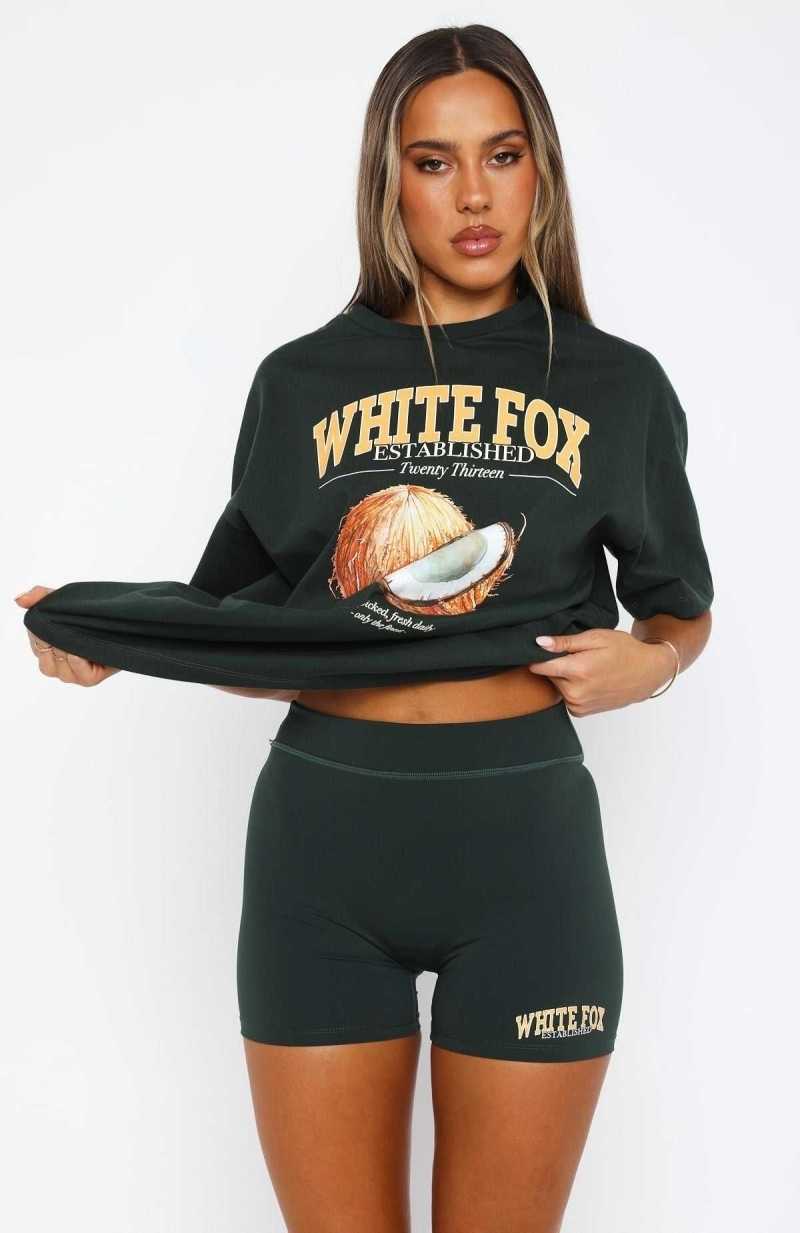 White Fox That Island Time Bike Shorts Dark Green | AZCDQV-682