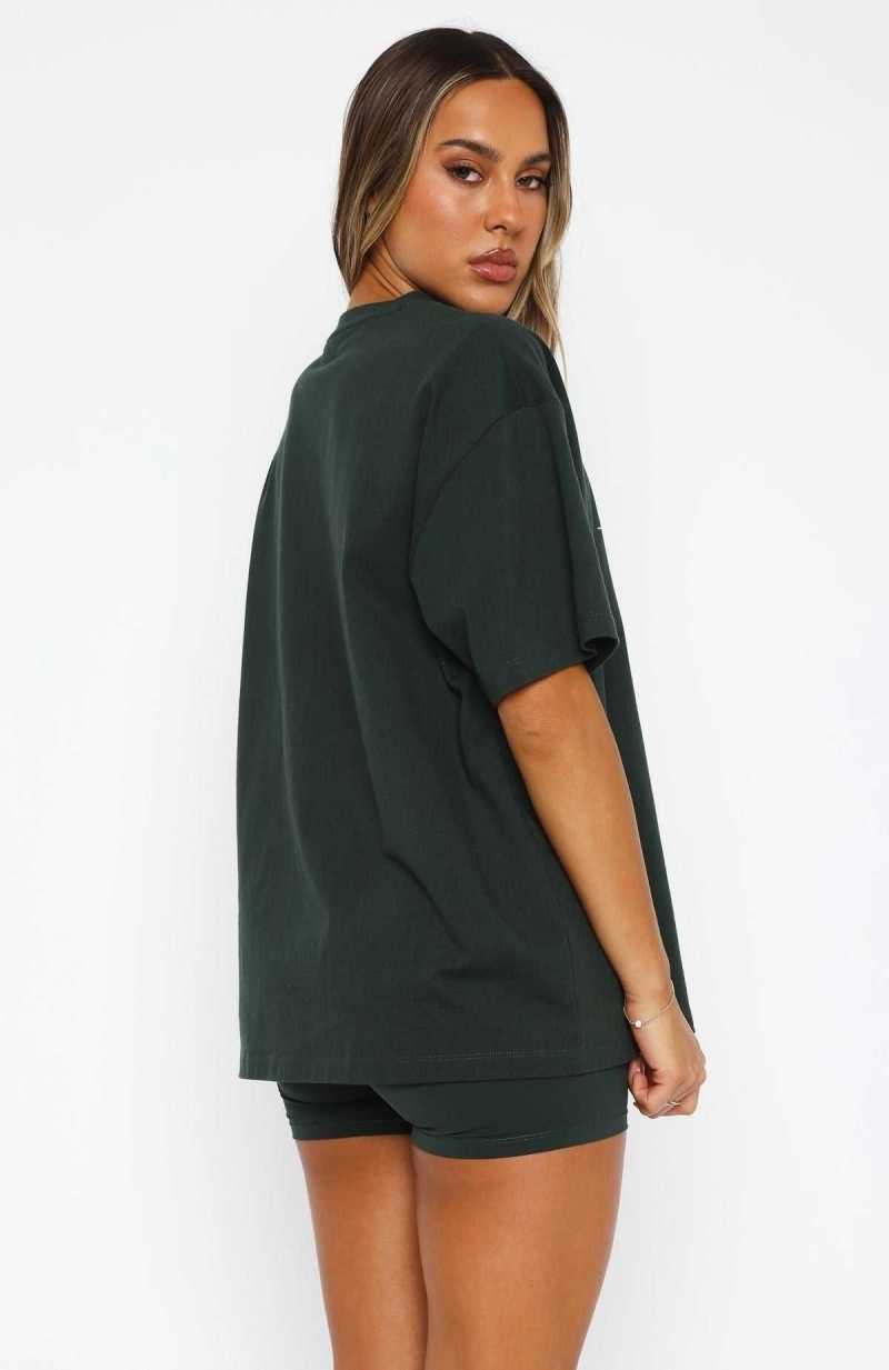 White Fox That Island Time Oversized Tee Dark Green | LVZYXQ-375