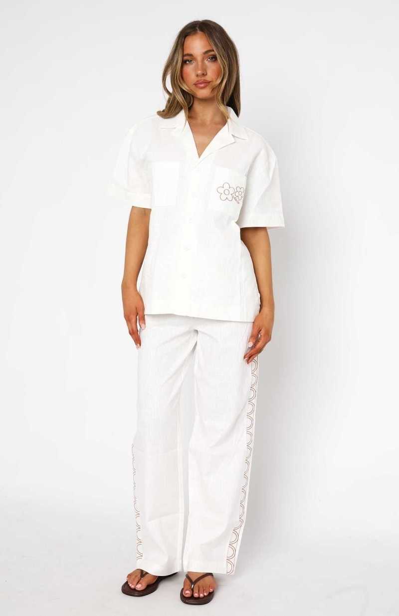 White Fox The Day I Left Linen Pants White | VJDKTF-097
