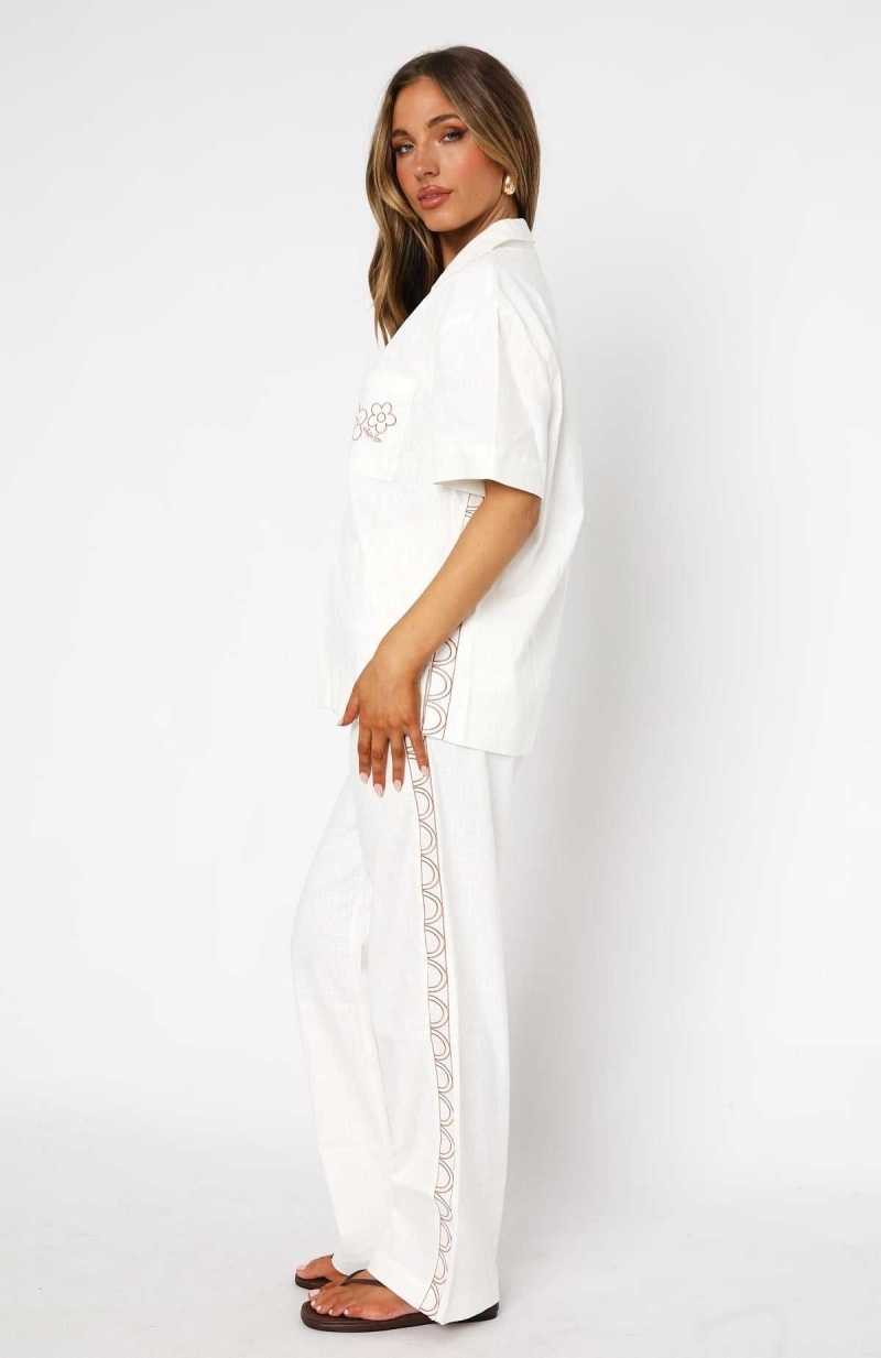 White Fox The Day I Left Linen Pants White | VJDKTF-097