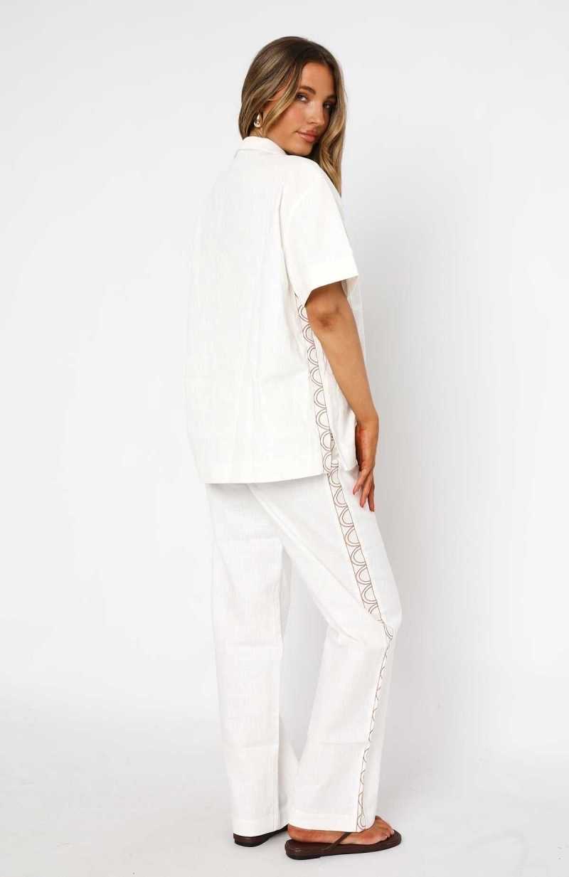 White Fox The Day I Left Linen Pants White | VJDKTF-097