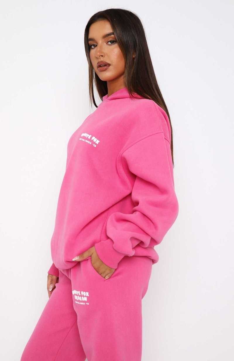 White Fox The Main Season Oversized Hoodie Hot Pink | XNHIPZ-178