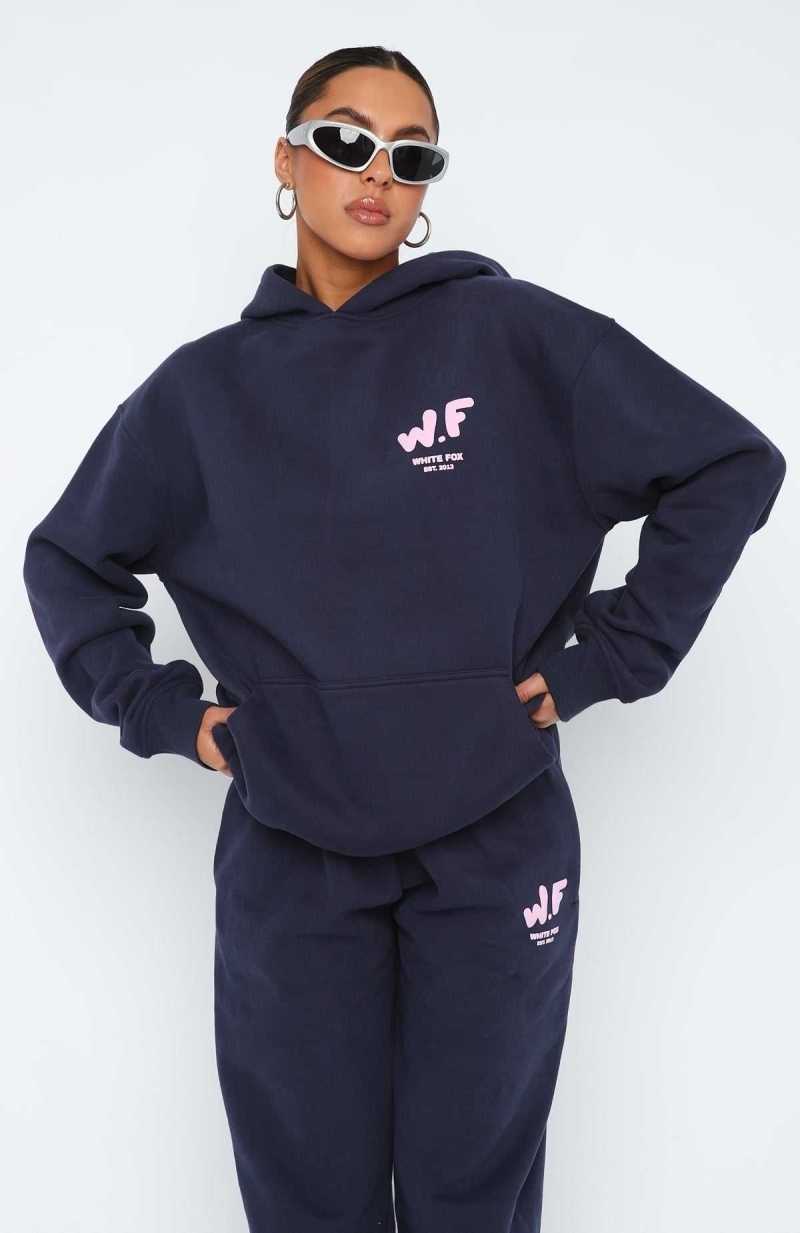 White Fox The New Standard Oversized Hoodie Navy | TKEDAW-852