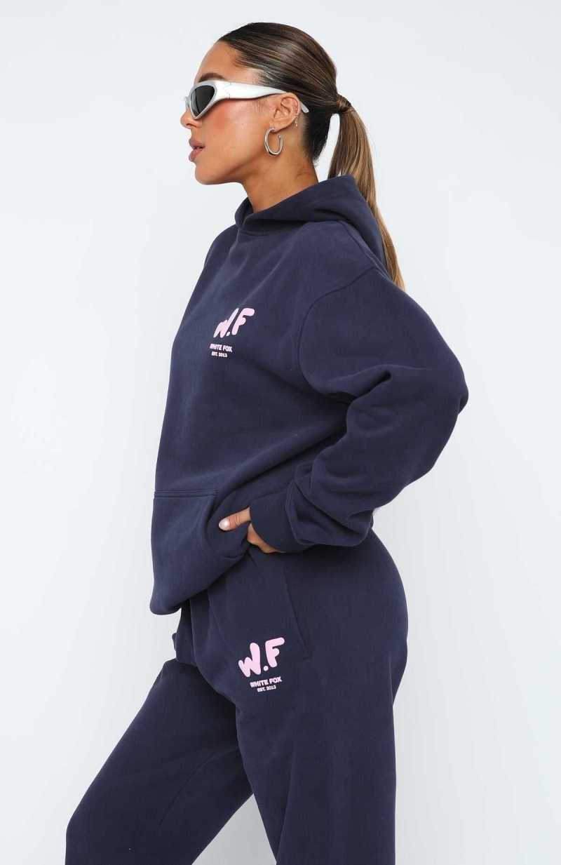 White Fox The New Standard Oversized Hoodie Navy | TKEDAW-852