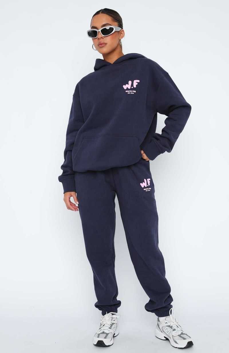 White Fox The New Standard Oversized Hoodie Navy | TKEDAW-852
