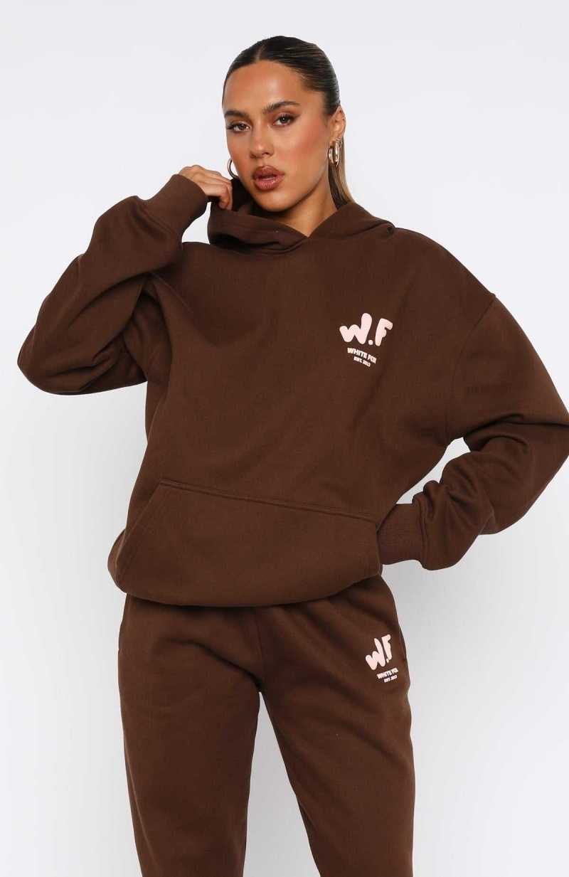 White Fox The New Standard Oversized Hoodie Chocolate | MNJHOX-136