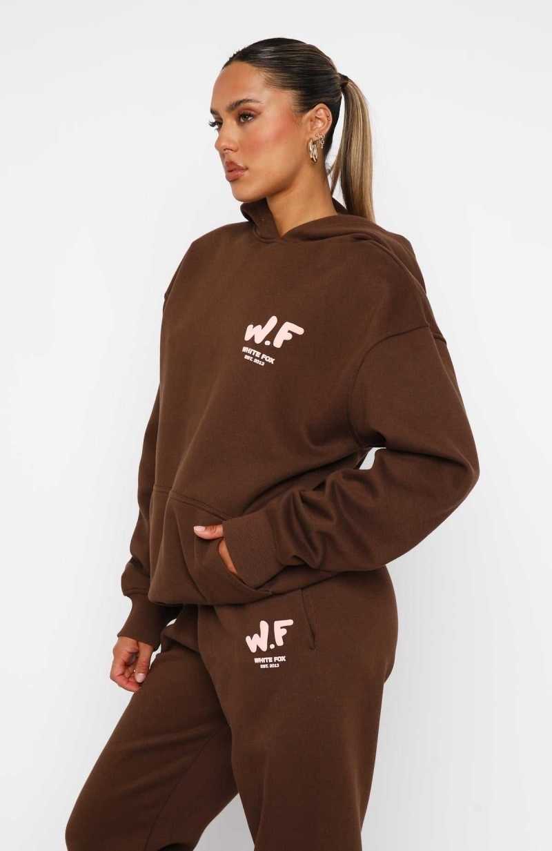 White Fox The New Standard Oversized Hoodie Chocolate | MNJHOX-136