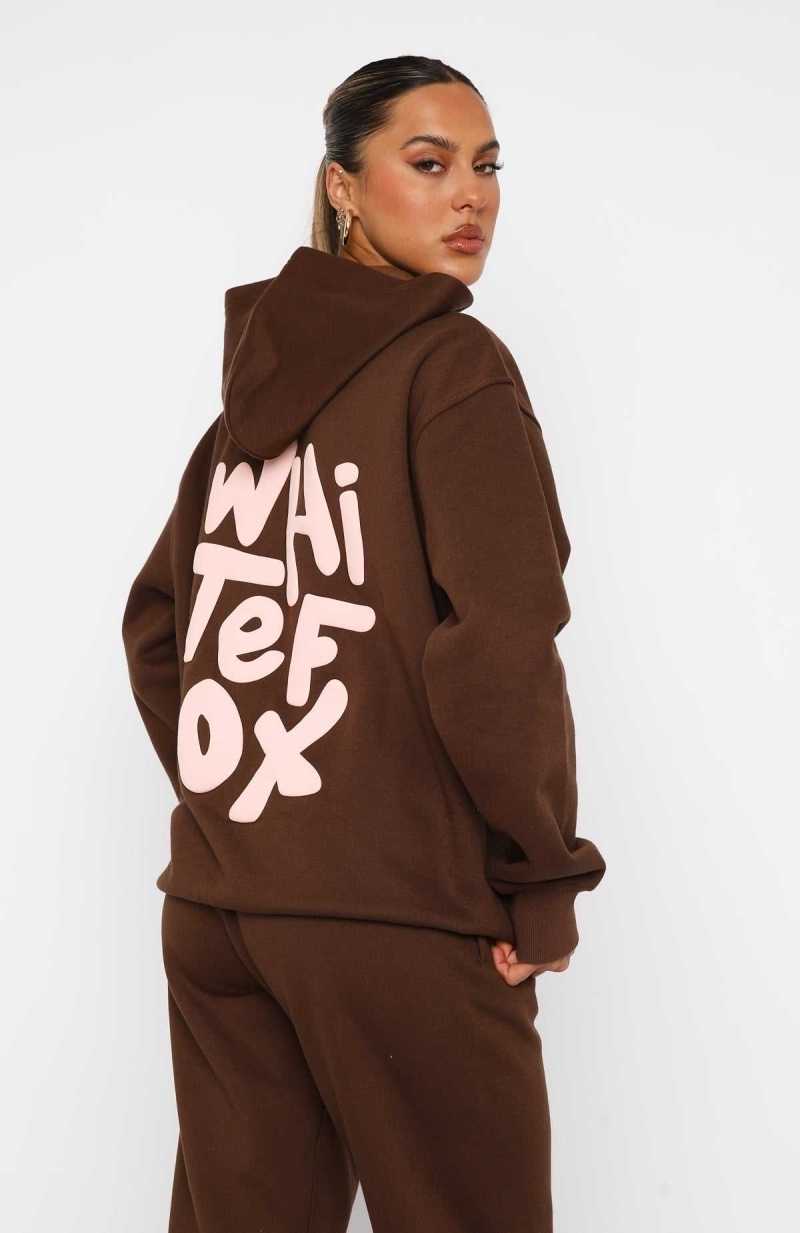 White Fox The New Standard Oversized Hoodie Chocolate | MNJHOX-136