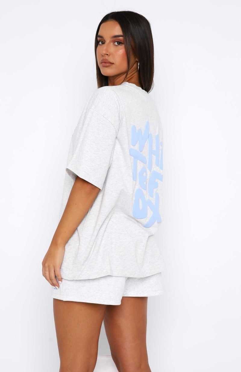 White Fox The New Standard Oversized Tee Grey Marle | MWGYTS-485