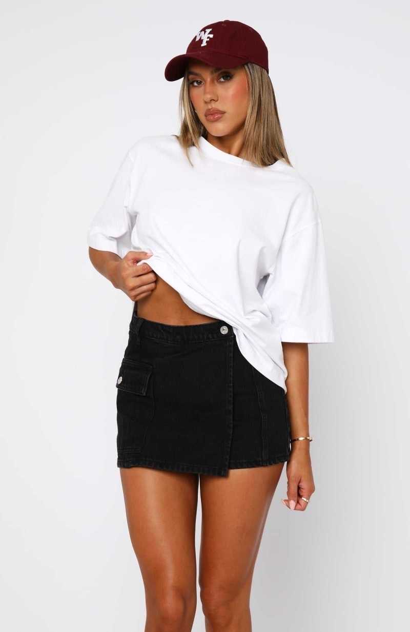 White Fox The Way I Love You Denim Skort Black Acid Wash | QZLUBM-328