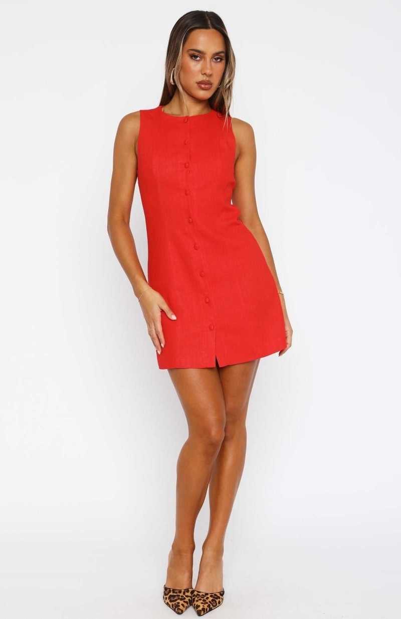 White Fox They Don't Know Me Mini Dress Red | LMTKZN-945