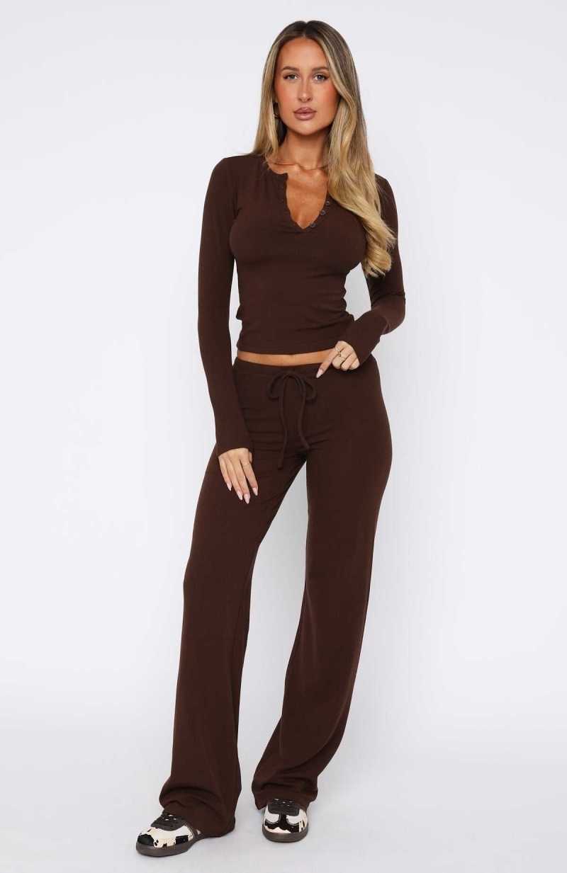 White Fox Till The End Pants Chocolate | ZMERIQ-089
