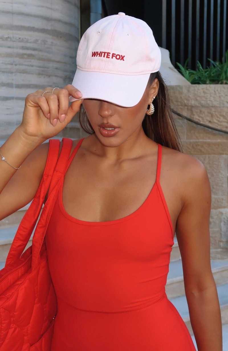 White Fox Time To Travel Cap Baby Pink/Red | CWRPDT-289