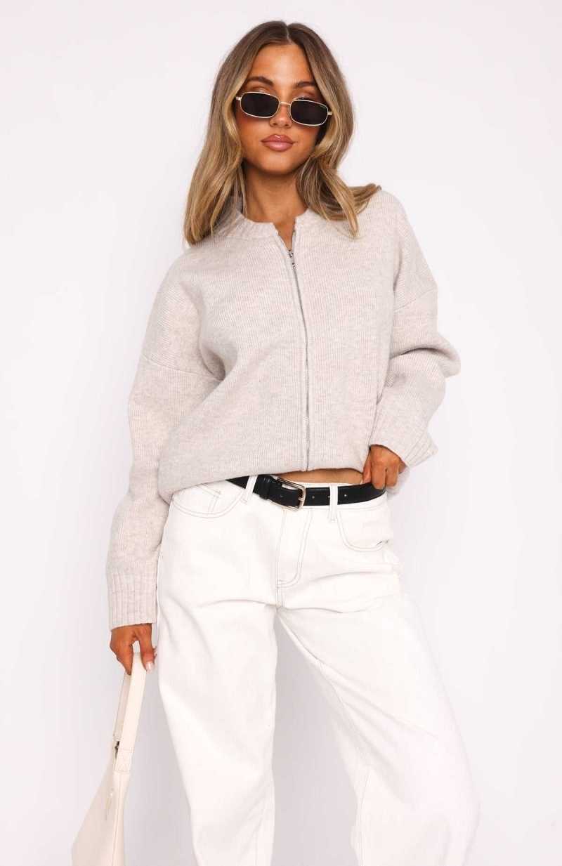 White Fox Unbreakable Bond Knit Jacket Cream | OPDHZR-847