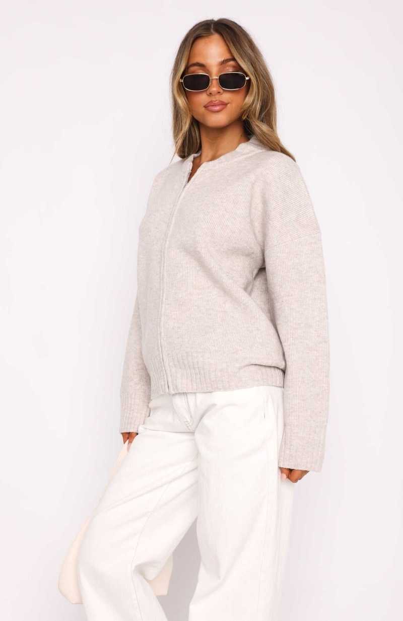 White Fox Unbreakable Bond Knit Jacket Cream | OPDHZR-847