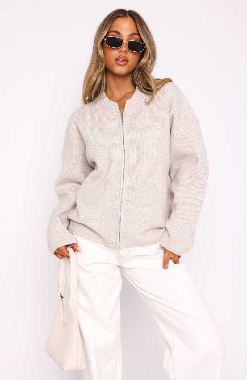 White Fox Unbreakable Bond Knit Jacket Cream | OPDHZR-847