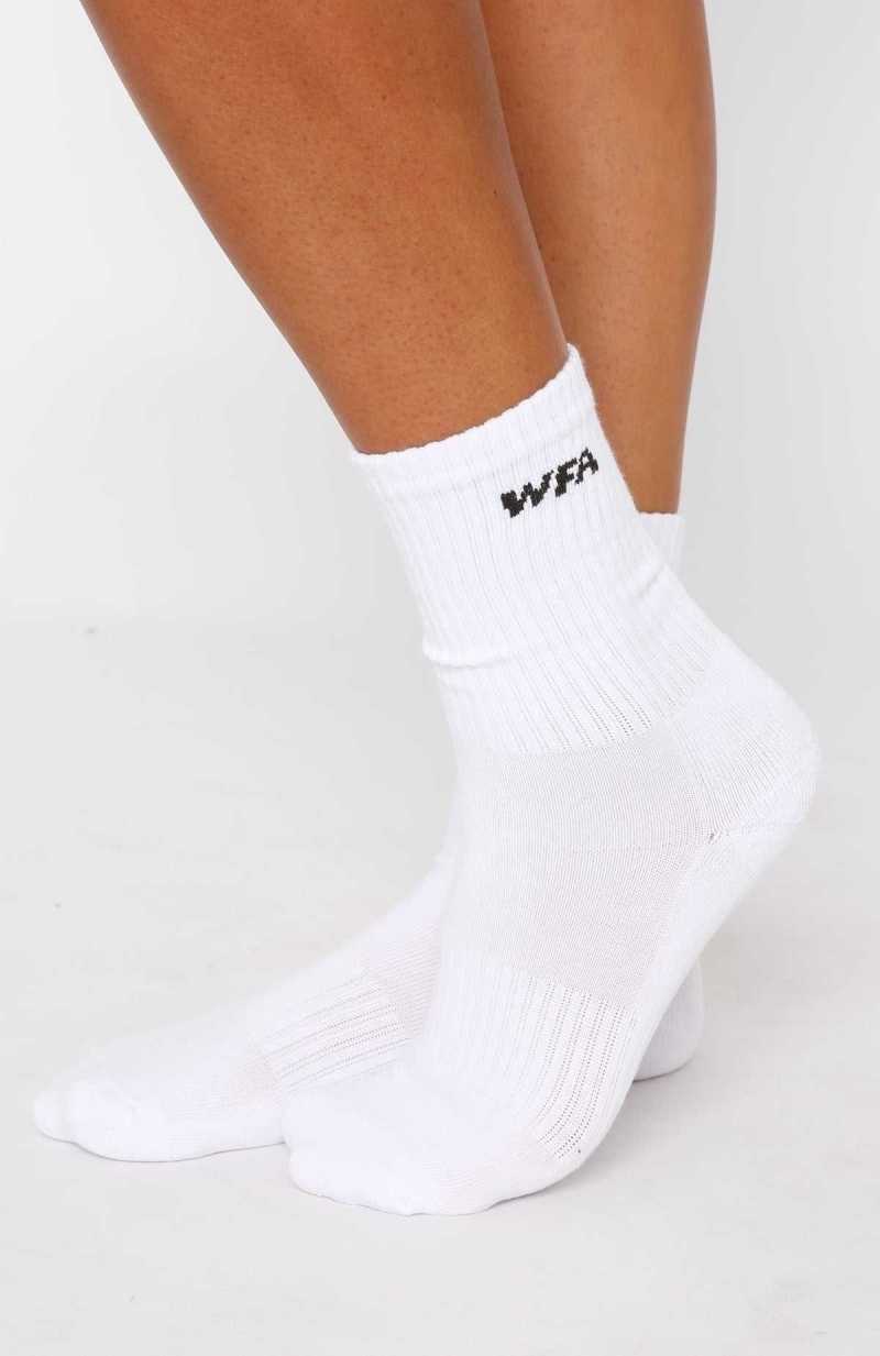 White Fox WFA Socks White/Espresso | UEYJKD-390