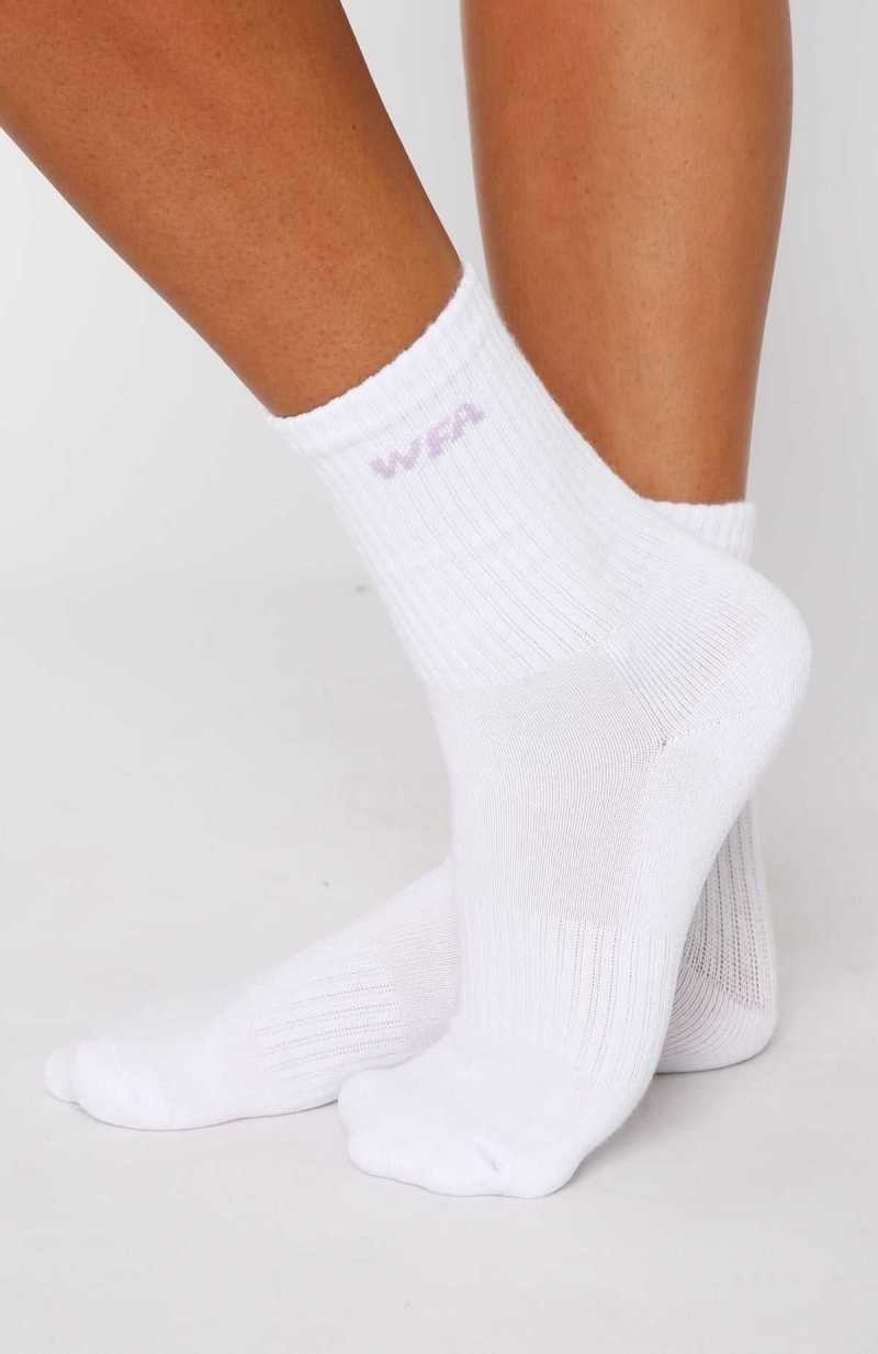 White Fox WFA Socks White/Lilac | MCDJUH-269