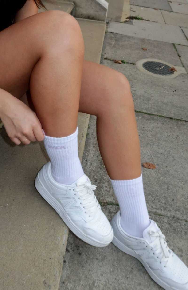 White Fox WFA Socks White/Lilac | MCDJUH-269