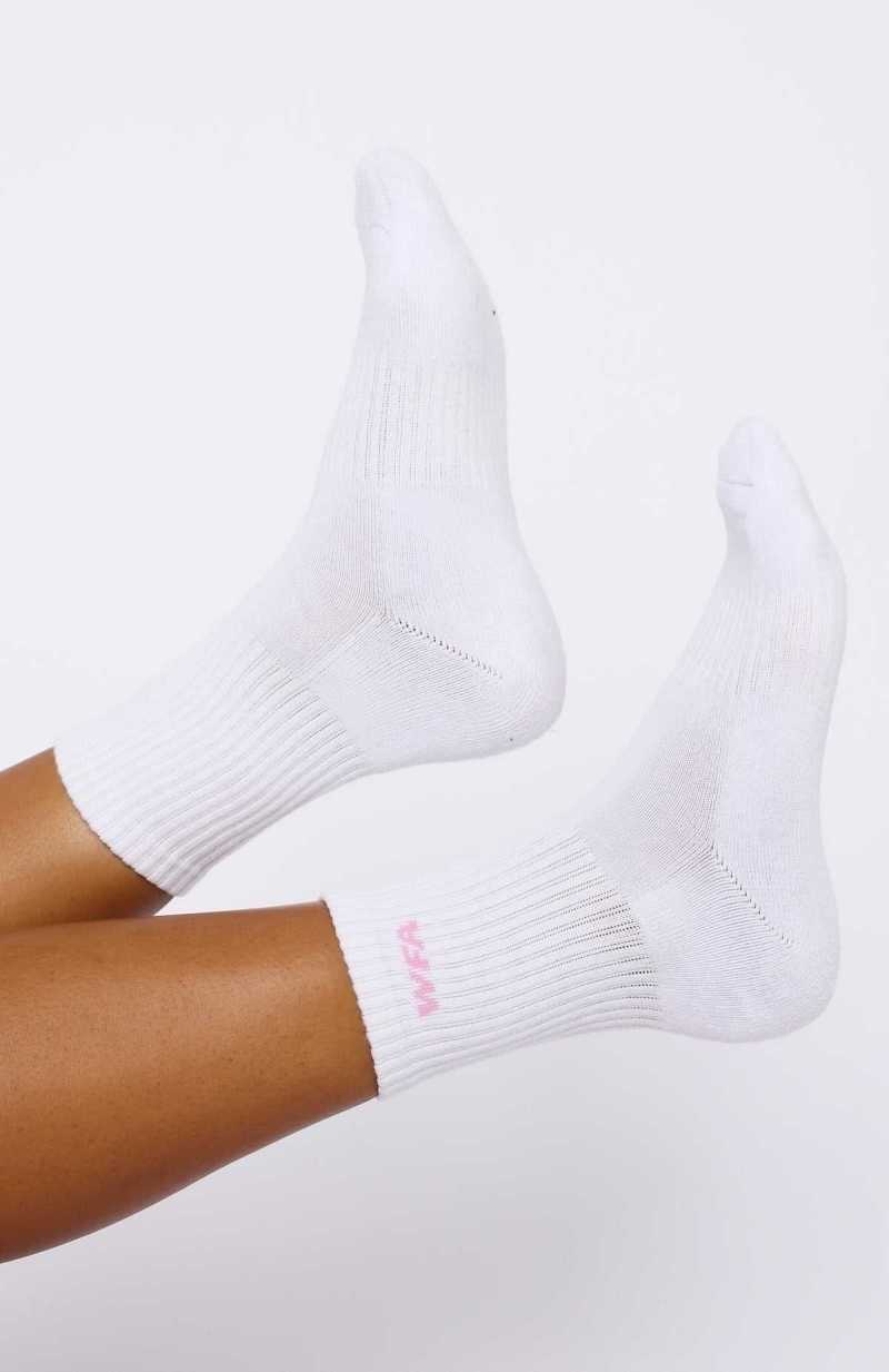 White Fox WFA Socks White/Pink | GXVYRT-351