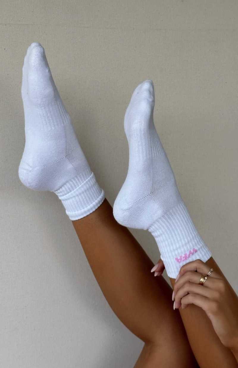 White Fox WFA Socks White/Pink | GXVYRT-351