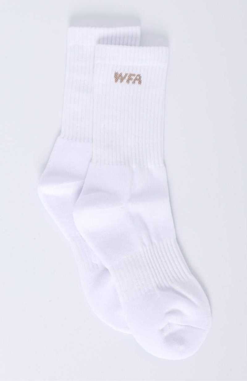 White Fox WFA Socks White/Taupe | OJZMVK-108