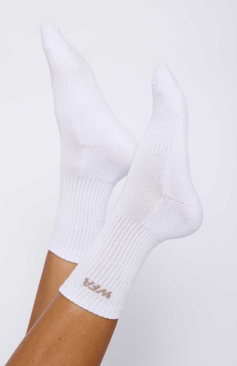 White Fox WFA Socks White/Taupe | OJZMVK-108