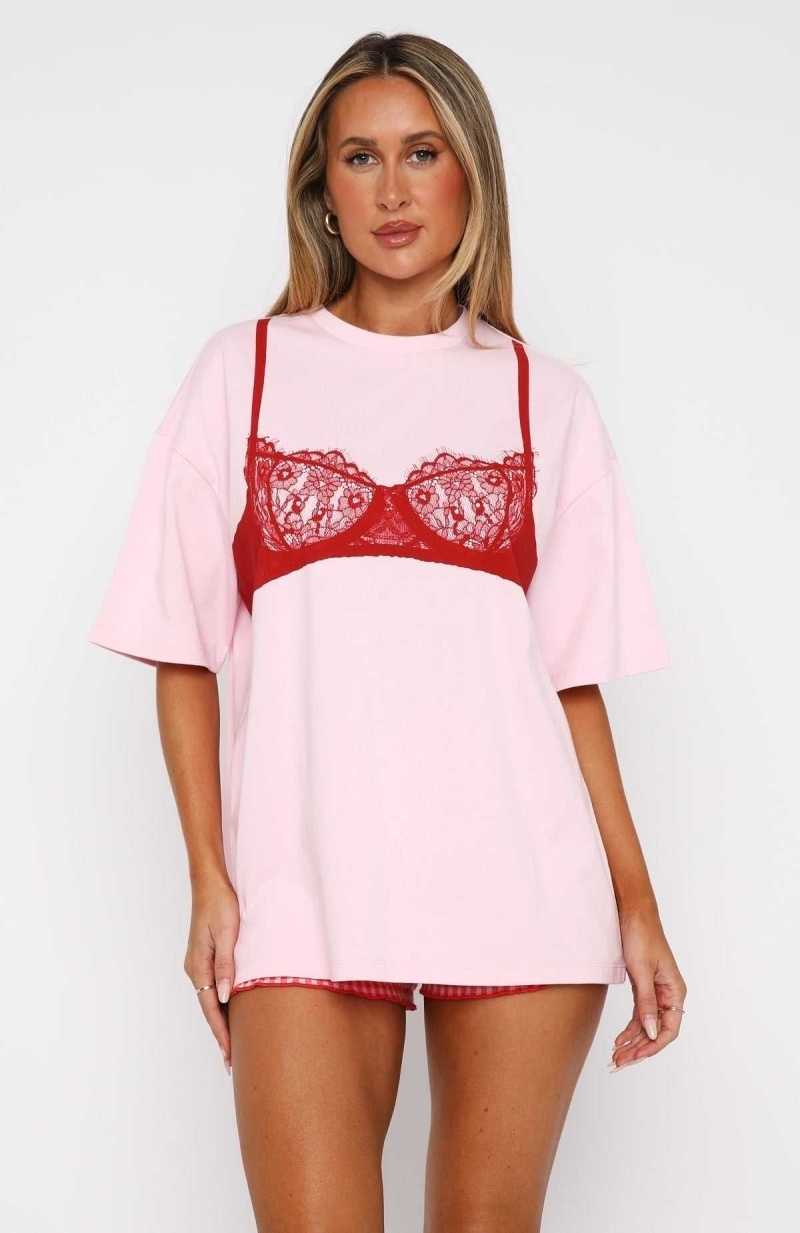 White Fox Waiting For Love Oversized Tee Posy | GSNIRK-217