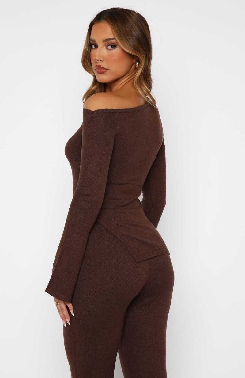 White Fox We'll Be Fine Long Sleeve Top Chocolate | LMFAKY-963