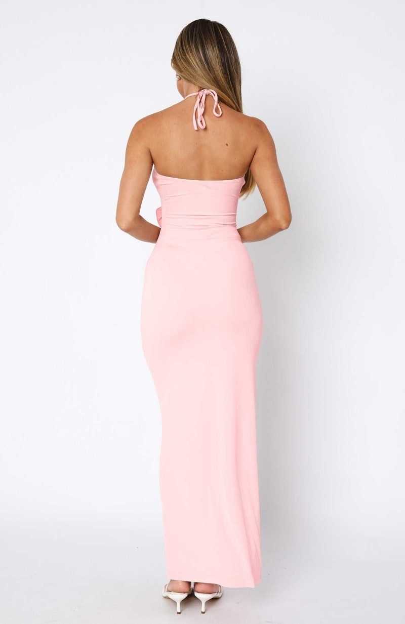 White Fox What A Girl Wants Maxi Dress Baby Pink | OBRMKD-063