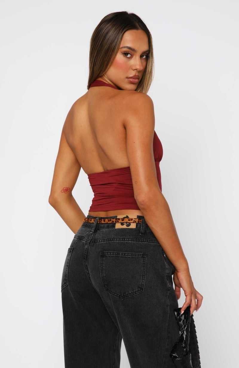 White Fox When I'm With You Halter Top Wine | SDVQXG-213