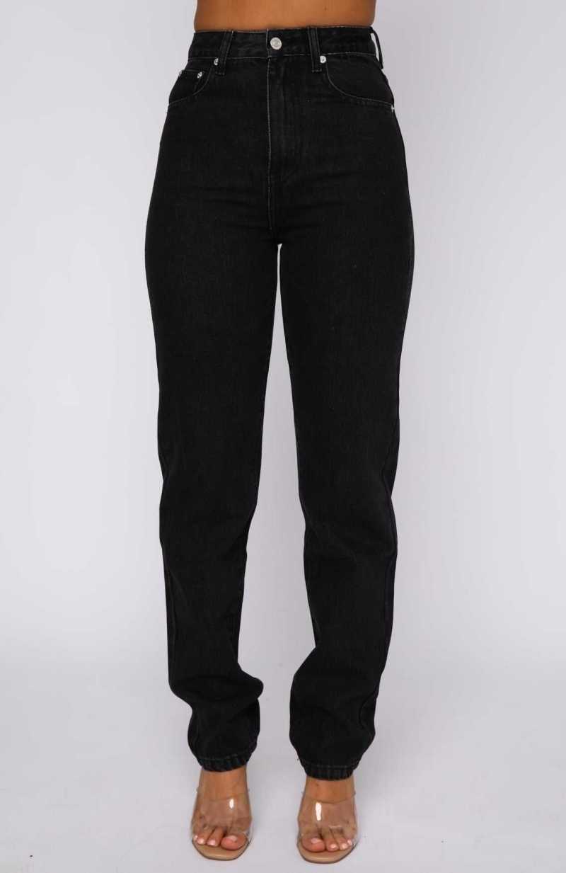 White Fox Who's That Girl Straight Leg Denim Jeans Vintage Black | DCTERN-360