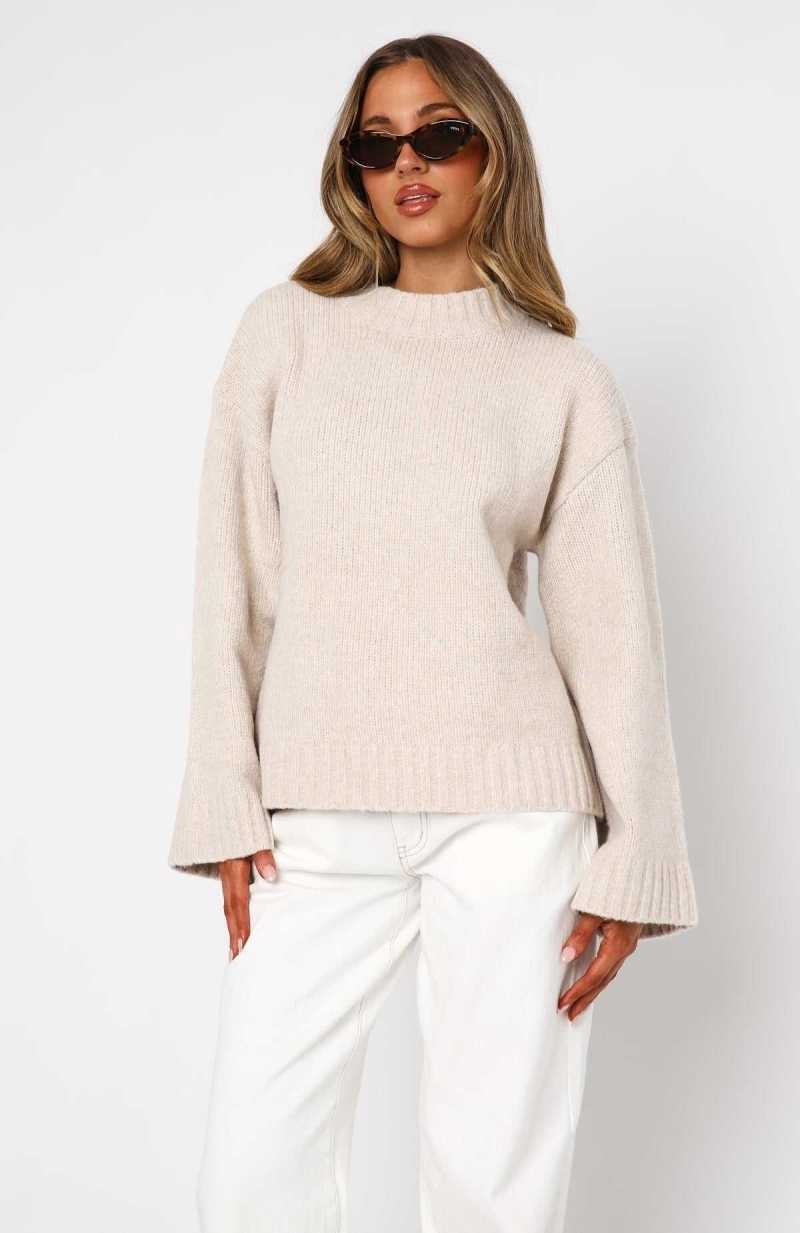White Fox Winter's Chill Knit Sweater Oat | QUJZSF-347