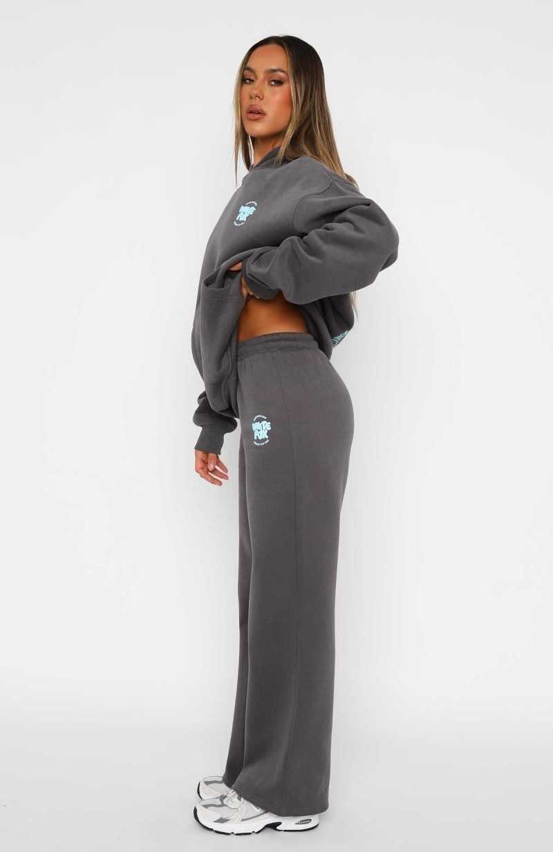 White Fox With Love For You Wide Leg Sweatpants Volcanic | WTKMQL-460