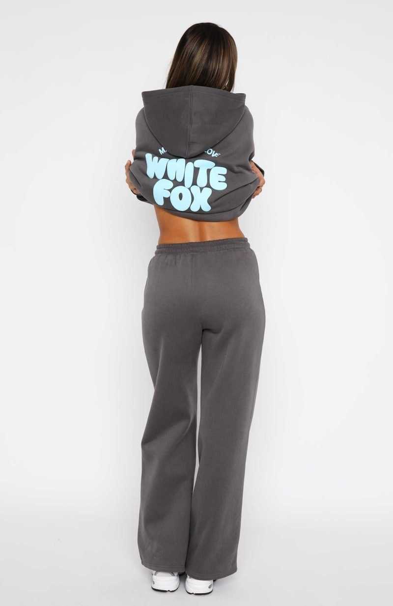 White Fox With Love For You Wide Leg Sweatpants Volcanic | WTKMQL-460