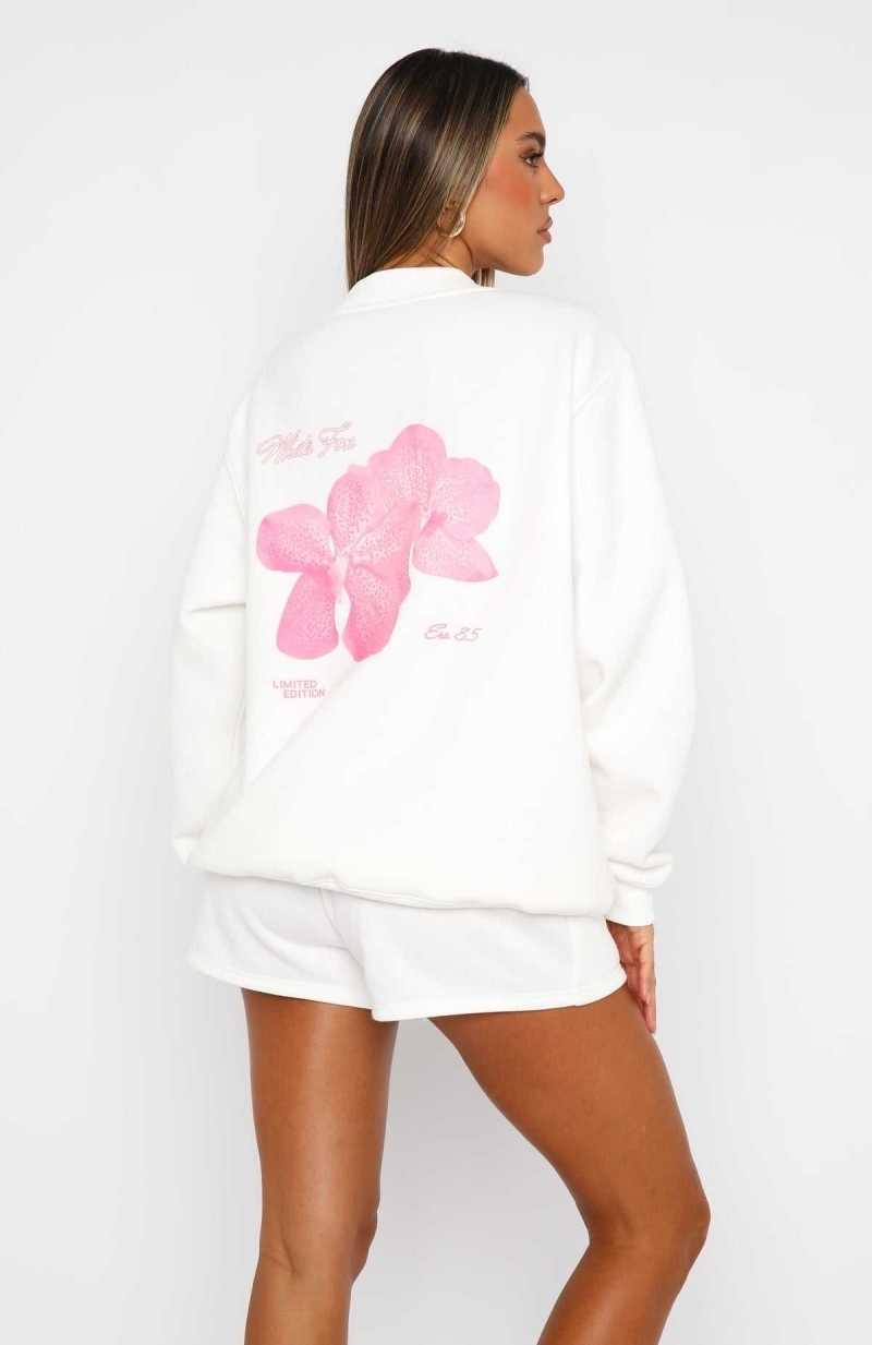 White Fox With Love Forever Oversized Sweater White | YTBVCU-976