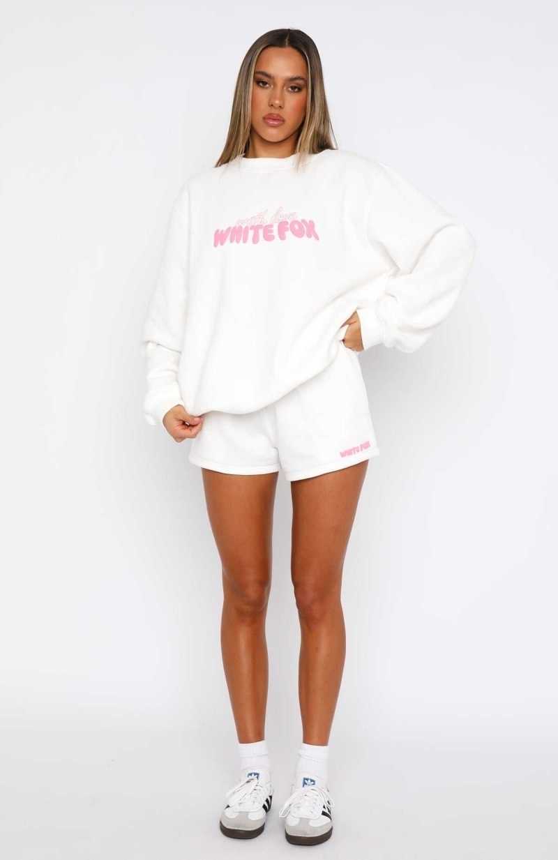 White Fox With Love Forever Oversized Sweater White | YTBVCU-976