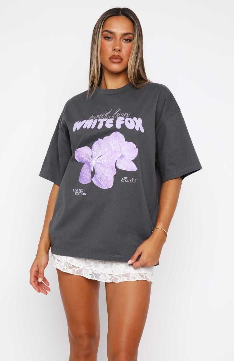 White Fox With Love Forever Oversized Tee Volcanic | DZFQEK-294