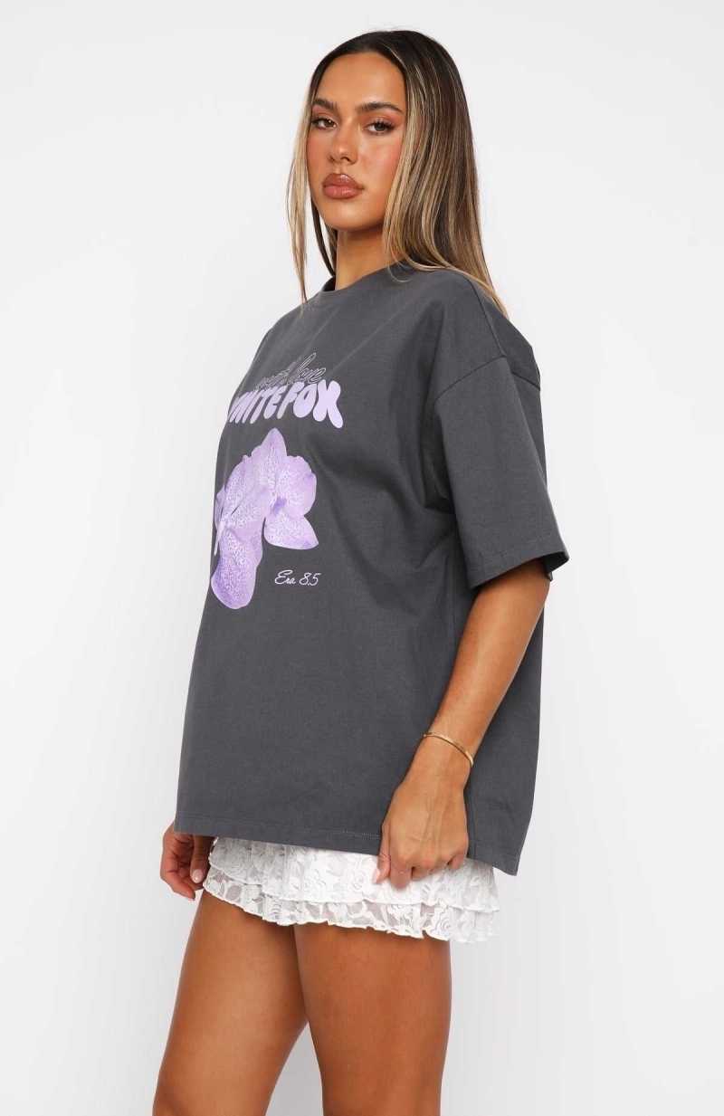 White Fox With Love Forever Oversized Tee Volcanic | DZFQEK-294