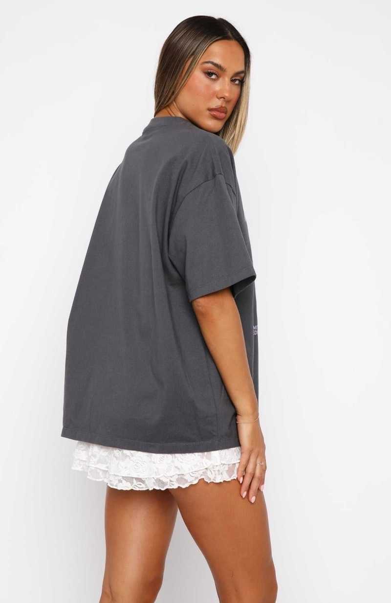 White Fox With Love Forever Oversized Tee Volcanic | DZFQEK-294