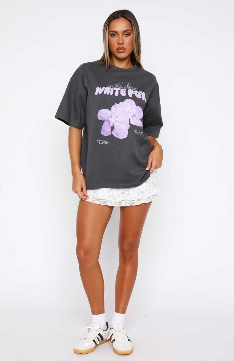 White Fox With Love Forever Oversized Tee Volcanic | DZFQEK-294