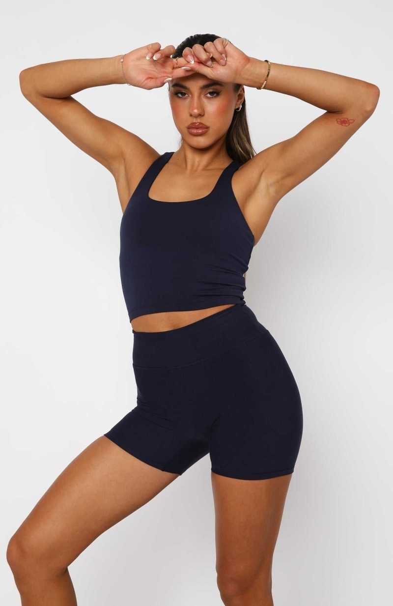 White Fox Work It Out Crop Navy | MECYZF-934